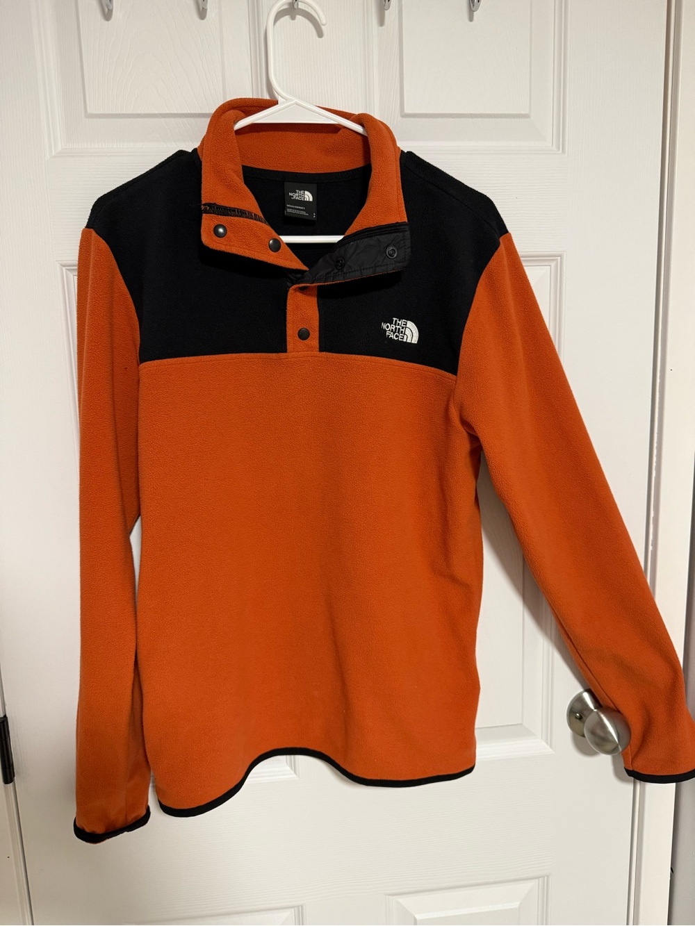 The North Face Men's Red and Black Snap-Button Fleece Pullover - Picture 2 of 5